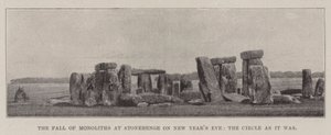 Monolittenes fall ved Stonehenge på nyttårsaften, sirkelen som den var av English Photographer