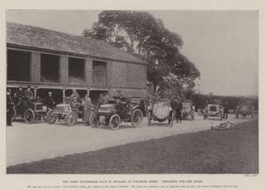 Det første billøpet i England på Welbeck Abbey, forbereder seg til starten av English Photographer