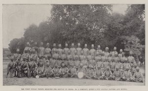 De første indiske troppene valgt for tjeneste i Kina, No 3 Company, Queens Own Madras Sappers and Miners av English Photographer