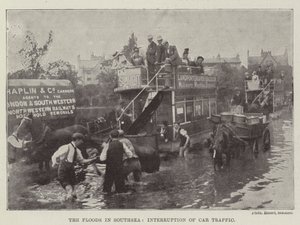 Flommen i Southsea, avbrudd i biltrafikken av English Photographer