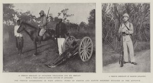 De franske aggresjonene i Vest-Afrika, typer franske og innfødte soldater engasjerte seg i fremskritt av English Photographer