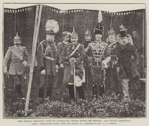 Den tyske keiseren, hertugen av Cambridge, prins Henrik av Preussen og prins Christian av English Photographer