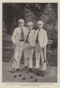 De tyske keiserne tre eldste sønner i Lawn Tennis-drakt av English Photographer