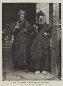 Grand Lama of Tibet og hans ledsager av English Photographer