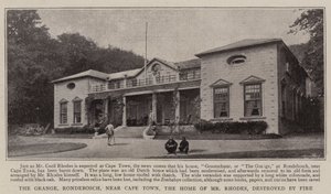 The Grange, Rondebosch, nær Cape Town, hjemmet til Mr Rhodes, ødelagt av brann av English Photographer