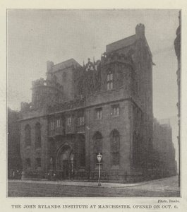 John Rylands Institute i Manchester, åpnet 6. oktober av English Photographer
