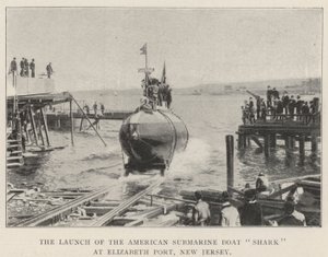 Lanseringen av American Submarine Boat Shark ved Elizabeth Port, New Jersey av English Photographer