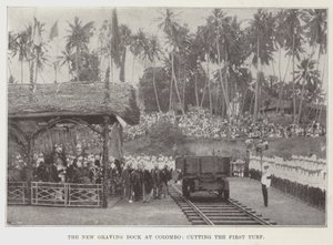 The New Graving Dock i Colombo, Cutting the First Turf av English Photographer