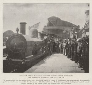 The New Great Western Railway Service fra Penzance, ordførerinnen starter det første toget av English Photographer