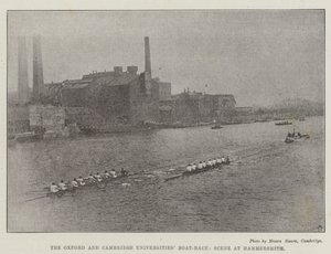 Oxford og Cambridge Universities Boat-Race, scene ved Hammersmith av English Photographer