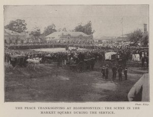 Fredstakkefesten i Bloemfontein, scenen på markedsplassen under gudstjenesten av English Photographer