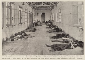 Pesten i Hong Kong, i Mens Ward of the Glass Works, Kennedy Town, midlertidig brukt som sykehus av English Photographer