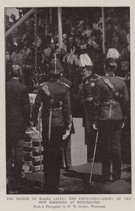 Prinsen av Wales legger grunnsteinen til New Barracks i Winchester av English Photographer