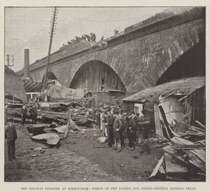 Jernbanekatastrofen i Birmingham, vraket av London og North-Western Express Train av English Photographer