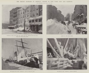 The Recent Blizzard i Amerika, scener i New York City og Harbor av English Photographer