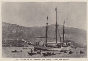The Return of Dr Nansen, the Fram lying off Bergen av English Photographer