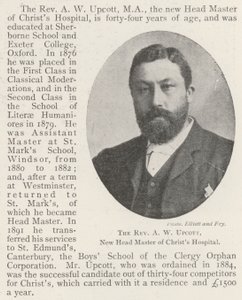 Pastor A W Upcott, ny sjefmester ved Christs Hospital av English Photographer