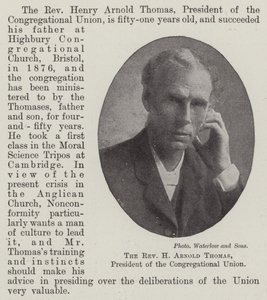 Pastor H Arnold Thomas, president i Congregational Union av English Photographer