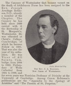 Pastor JA Robinson, New Canon of Westminster av English Photographer
