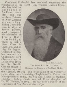 Den høyre pastor WG Cowie, trakk seg fra biskopsrådet i Auckland (New Zealand) av English Photographer