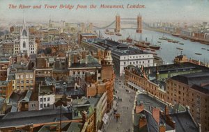 Elven og Tower Bridge fra Monumentet, London av English Photographer