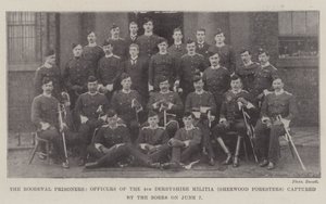 Roodeval-fangene, offiserer fra 4. Derbyshire Militia (Sherwood Foresters) tatt til fange av boerne 7. juni av English Photographer