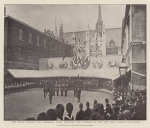 Sirdaren forlater Guildhall etter å ha mottatt Freedom of the City og et æressverd av English Photographer