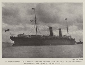 De spansk-amerikanske krigsforberedelsene, American Liner St Paul, et av fartøyene chartret av USAs regjering av English Photographer