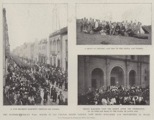 Den spansk-amerikanske krigen, scener i Las Palmas, Grand Canary, blir nå befestet og forsynt av Spania av English Photographer