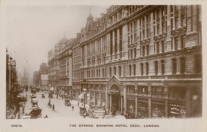 The Strand, Hotel Cecil, London (s/hvitt-bilde) av English Photographer