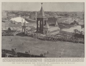 Tsaren avduker monumentet til Alexander II i Moskva av English Photographer