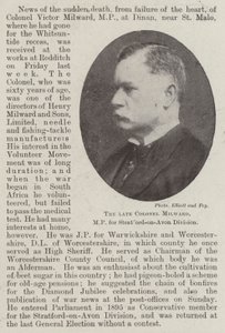 Avdøde oberst Milward, MP for Stratford-on-Avon Division av English Photographer