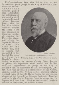 Avdøde eks-kommissær Kerr, tidligere dommer ved City of London Court av English Photographer