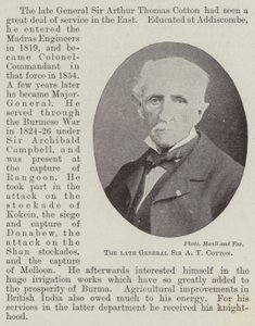Avdøde general Sir A T Cotton av English Photographer