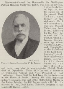 Avdøde oberstløytnant Sir W P Talbot av English Photographer