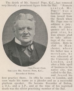 Den avdøde Mr Samuel Pope, KC, Recorder of Bolton av English Photographer