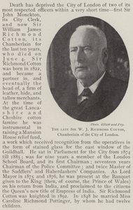 Avdøde Sir W J Richmond Cotton, Chamberlain i City of London av English Photographer
