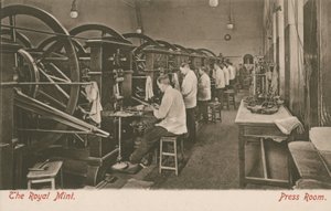 Presserommet ved Royal Mint, London av English Photographer
