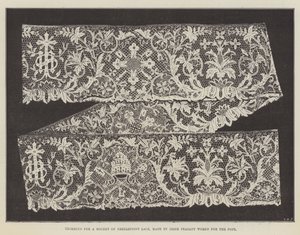 Trimming for en Rochet of Needlepoint Lace, laget av irske bondekvinner for paven av English Photographer