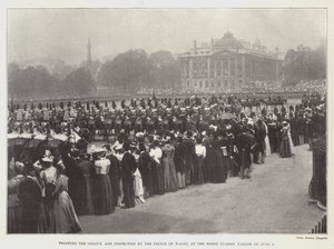 Trooping the Colour, og inspeksjon av Prince of Wales, på Horse Guards Parade 3. juni av English Photographer