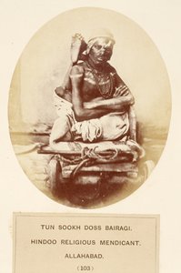 Tun Sookh Doss Bairago, Hindu Religious Mendicant, Allahabad, fra The People of India, av J. Forbes Watson, utgitt 1868 (albumtrykk) av English Photographer