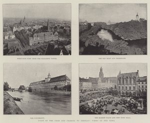 Besøk av tsaren og tsarinaen til Breslau, utsikt over byen av English Photographer