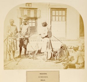 Weavers, Hindoos, Delhi, fra The People of India, av J. Forbes Watson, utgitt 1868 (albumtrykk) av English Photographer