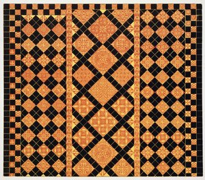 1300-talls fortau fra Worcester Cathedral Choir School, illustrasjon fra Specimens of Tile Pavements, tegnet fra eksisterende myndigheter, av Henry Shaw, 1858