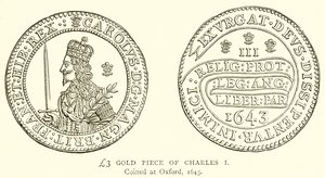 £3 gullstykke av Charles I av English School