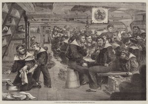 En julemiddag i Forecastle of the Pembroke Man-of-War (gravering) av English School