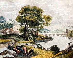 A Claudian Landscape, ca. 1825 (akvarell på papir) av English School