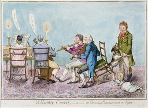 A Country Concert, or an Evenings Entertainment in Sussex, utgitt av Hannah Humphrey i 1798 (håndfarget etsning) av English School