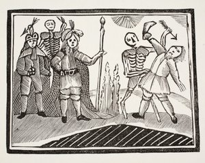 A Dialogue between A Blind Man and Death, illustrasjon fra Chap-books of the Eighteenth Century av John Ashton, pub. 1882 av English School