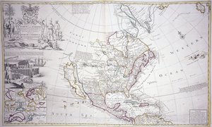 Et dobbeltsidig kart over Nord-Amerika, ca. 1708-20 av English School